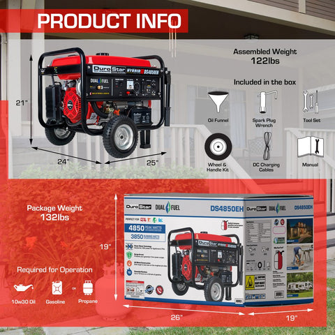 Image of DuroStar DS4850EH 4,850-Watt Dual Fuel Hybrid Generator w/ Electric Start