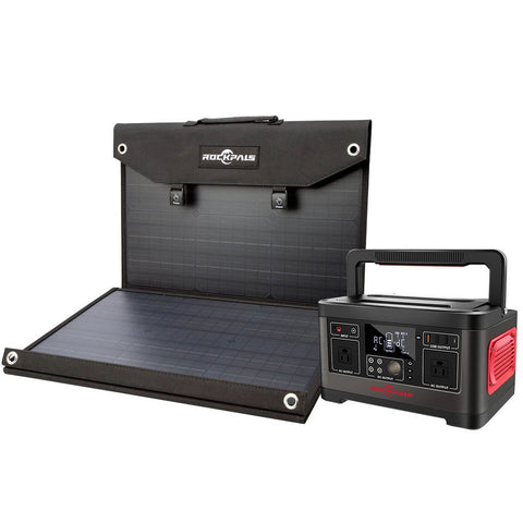 Image of Rockpals 500W/520WH Power Station + 100W Solar Panel Combo