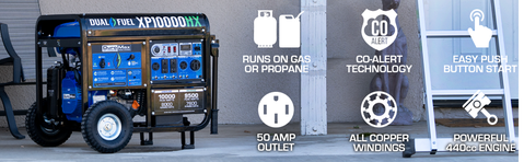 Image of DuroMax XP10000HX 10,000-Watt 439cc Dual Fuel Gas Propane Portable Generator with CO Alert