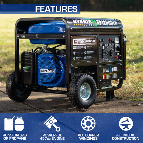 Image of DuroMax XP12000EH 12000-Watt Portable Hybrid Gas Propane Generator "The Beast"