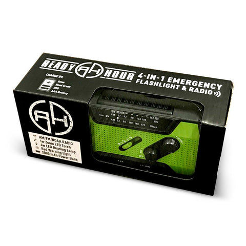 Image of Ready Hour 4-in-1 Emergency Solar Flashlight & AM/FM/Weather Radio w/ Hand Crank