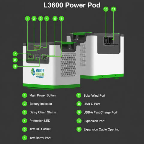 Image of Nature's Generator L3600 Power Pod feature details