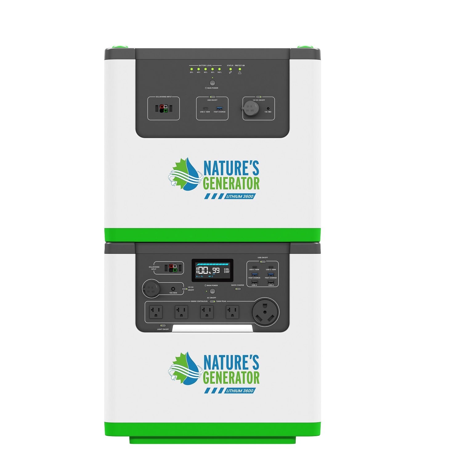 Nature's Generator L3600 with expansion Power Pod front view
