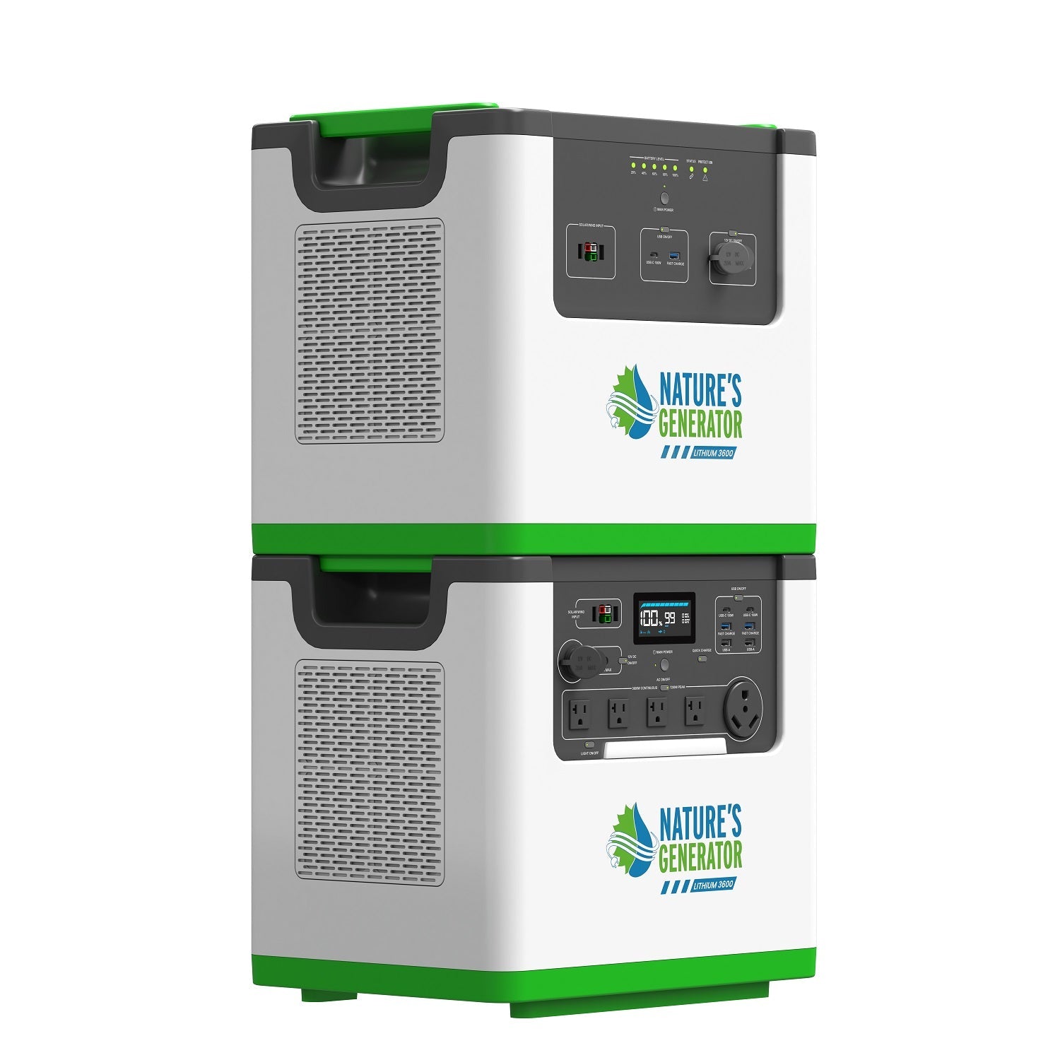 Nature's Generator L3600 and Power Pod left view