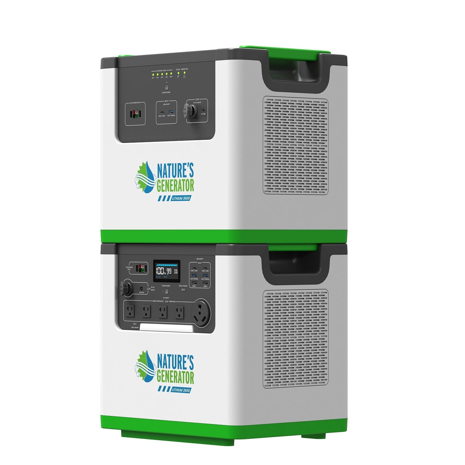 Nature's Generator L3600 and Power Pod right view