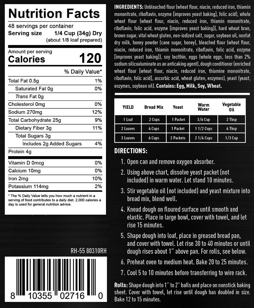 Ready Hour Honey Wheat Bread Mix (48 servings)