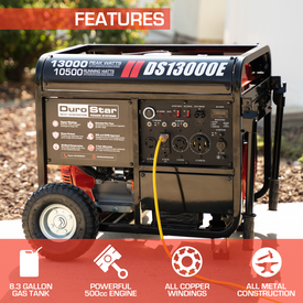 DuroStar DS13000E 13,000-Watt 500cc Portable Gas Electric Start Generator