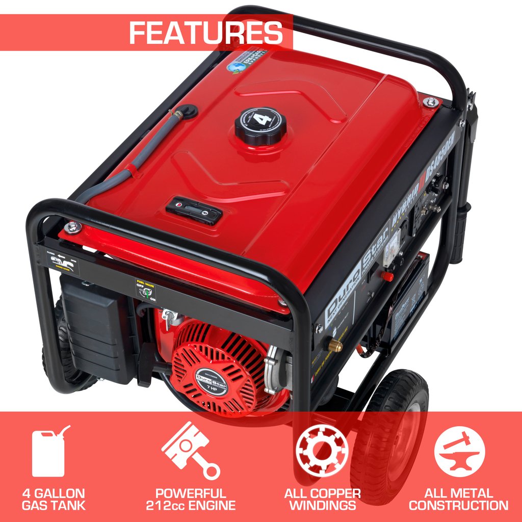 DuroStar DS4850EH 4,850-Watt Dual Fuel Hybrid Generator w/ Electric Start