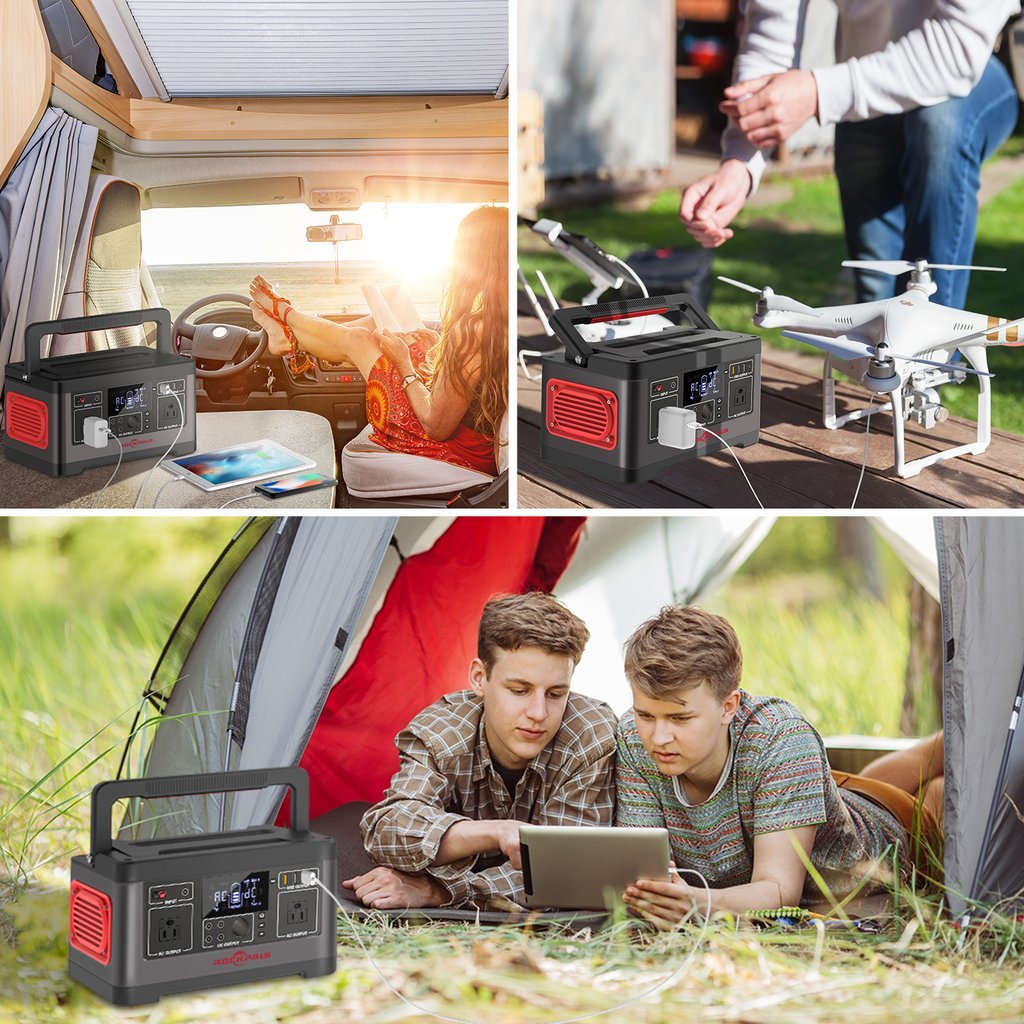 Rockpals 500W/520WH Power Station + 100W Solar Panel Combo
