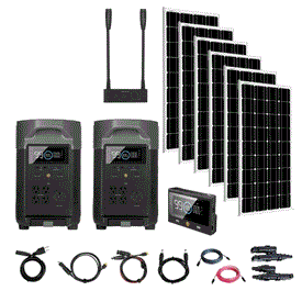 Ecoflow Delta PRO X2 Complete Solar Kit  7,200W 120/240V Output 7,200wH - 8 x 150W 12V Mono Solar Panels