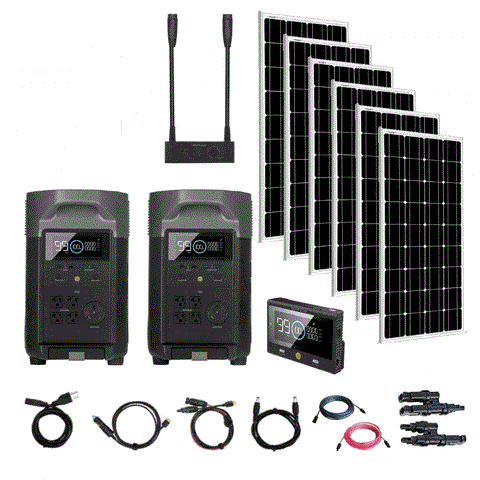 Image of Ecoflow Delta PRO X2 Complete Solar Kit  7,200W 120/240V Output 7,200wH - 6 x 200W 12V Mono Solar Panels