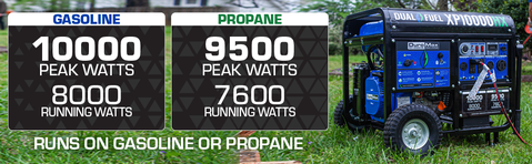 DuroMax XP10000HX 10,000-Watt 439cc Dual Fuel Gas Propane Portable Generator with CO Alert