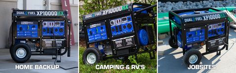DuroMax XP10000HX 10,000-Watt 439cc Dual Fuel Gas Propane Portable Generator with CO Alert
