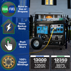 Duromax 13,000 Watt Dual Fuel Portable HX Generator with CO Alert