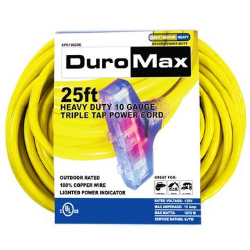 Image of DuroMax XPC10025C 25-Foot 10 Gauge Triple Tap Extension Power Cord