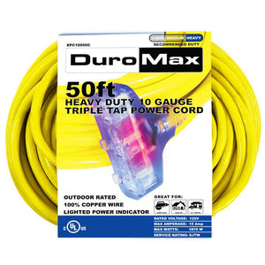 DuroMax XPC10050A 50-Foot 10 Gauge Single Tap Extension Power Cord