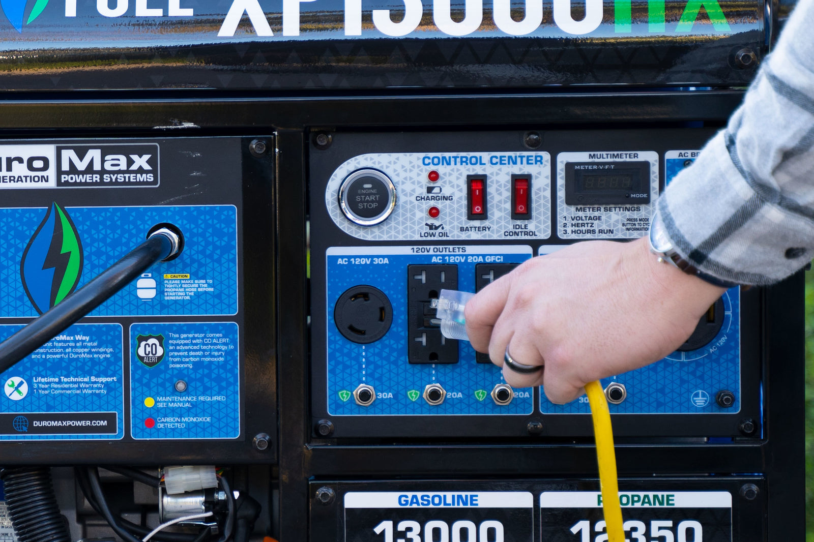 Duromax 13,000 Watt Dual Fuel Portable HX Generator with CO Alert