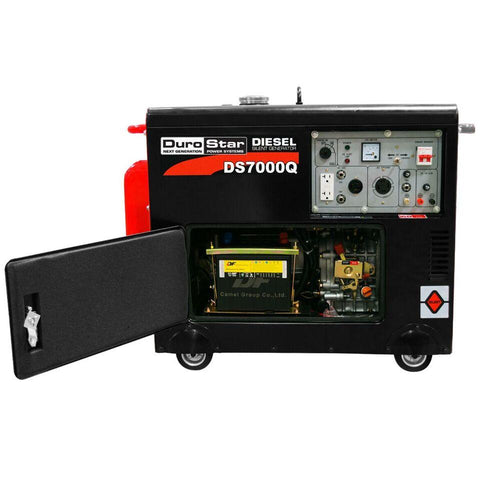 Image of DuroStar DS7000Q 6,500 Watt Enclosed Diesel Portable Generator - Remote Start