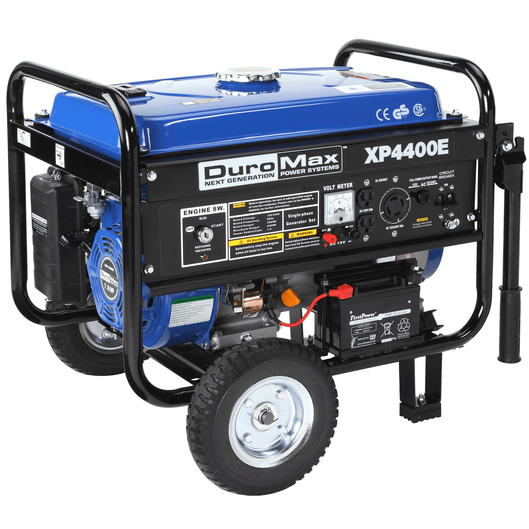 DuroMax XP4400E 4400-Watt 7-Hp RV Grade Gas Generator w/ Electric Start and Wheel Kit