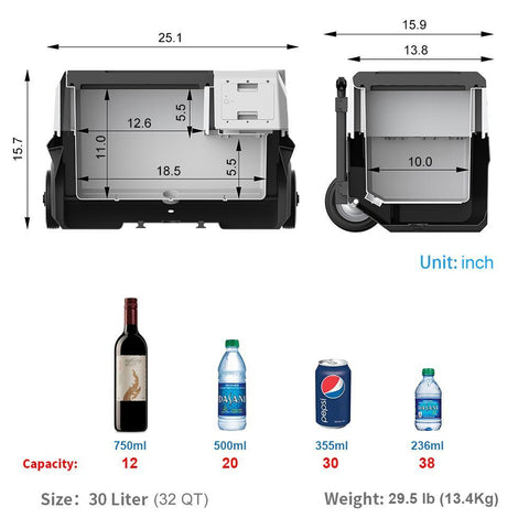 Image of LionCooler X30A Portable Solar Fridge Freezer, 32 Quarts (2019 Model)